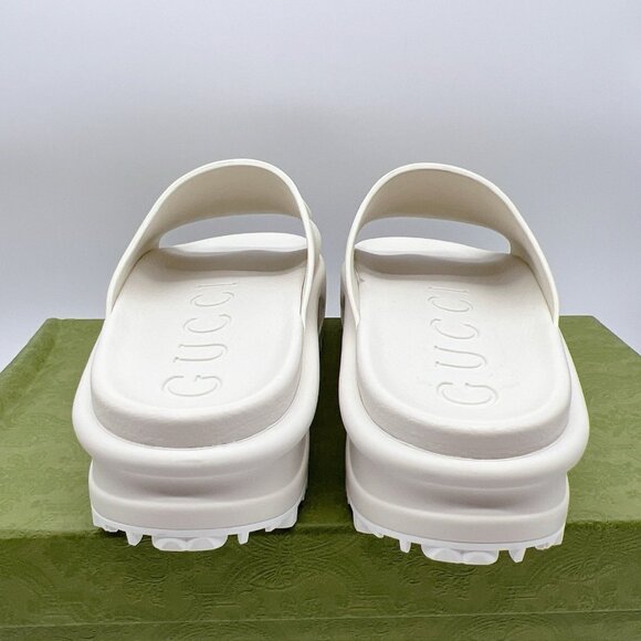 GUCCI 692845 Interlocking GG Platform Rubber Slide Sandals Off White Women EU 40 - Picture 6 of 11